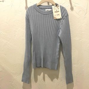 Zara Baby blue ribbed sweater sz 10 NWT